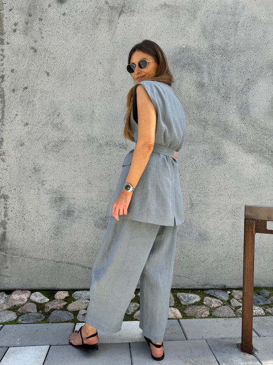 milan oversized linen waistcoat
