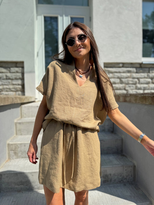 comporta short linen skirt