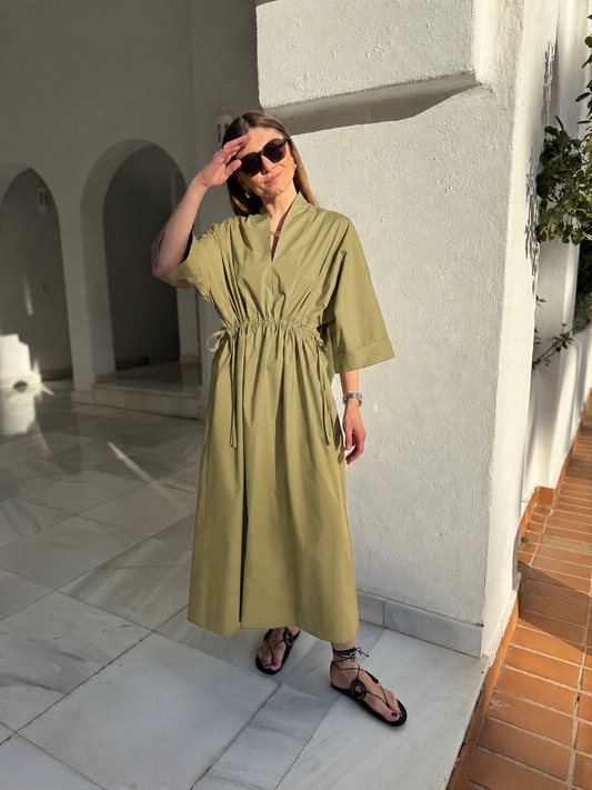 deia poplin maxi dress (olive, M)