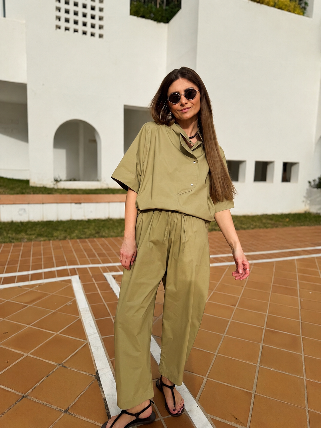 taipei poplin blouse (olive, M)