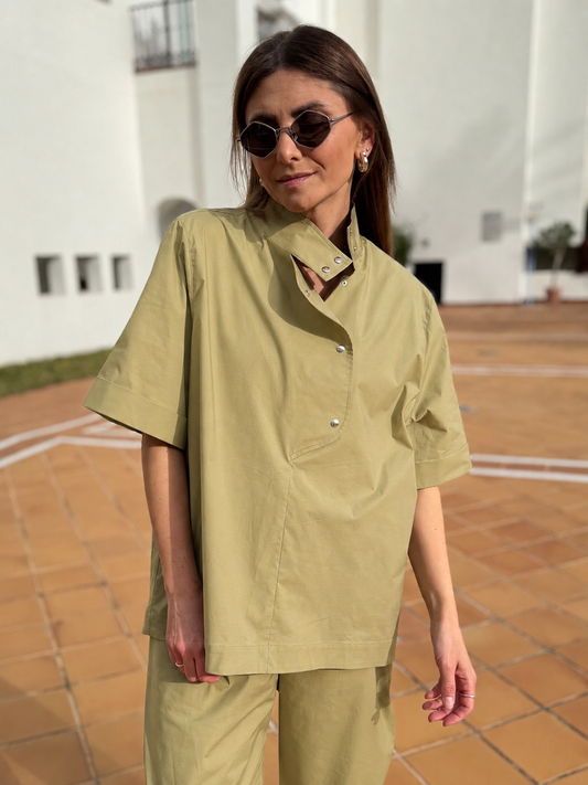 taipei poplin blouse (olive, M)