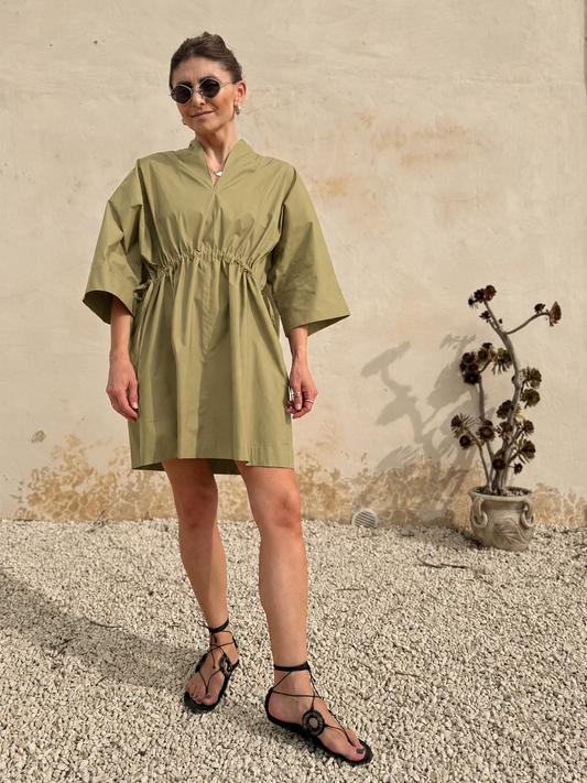 deia poplin mini dress (olive, L)