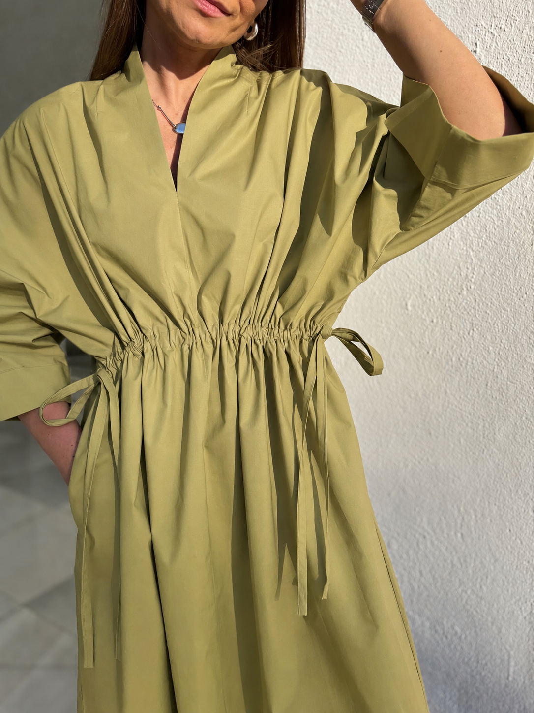 deia poplin mini dress (olive, L)