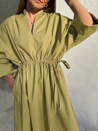 deia poplin mini dress (olive, L)