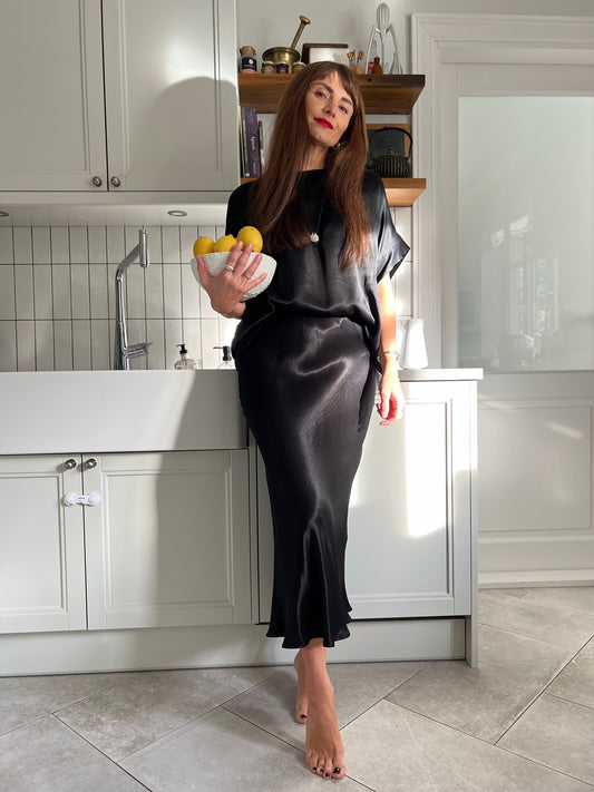 palermo bias cut satin skirt