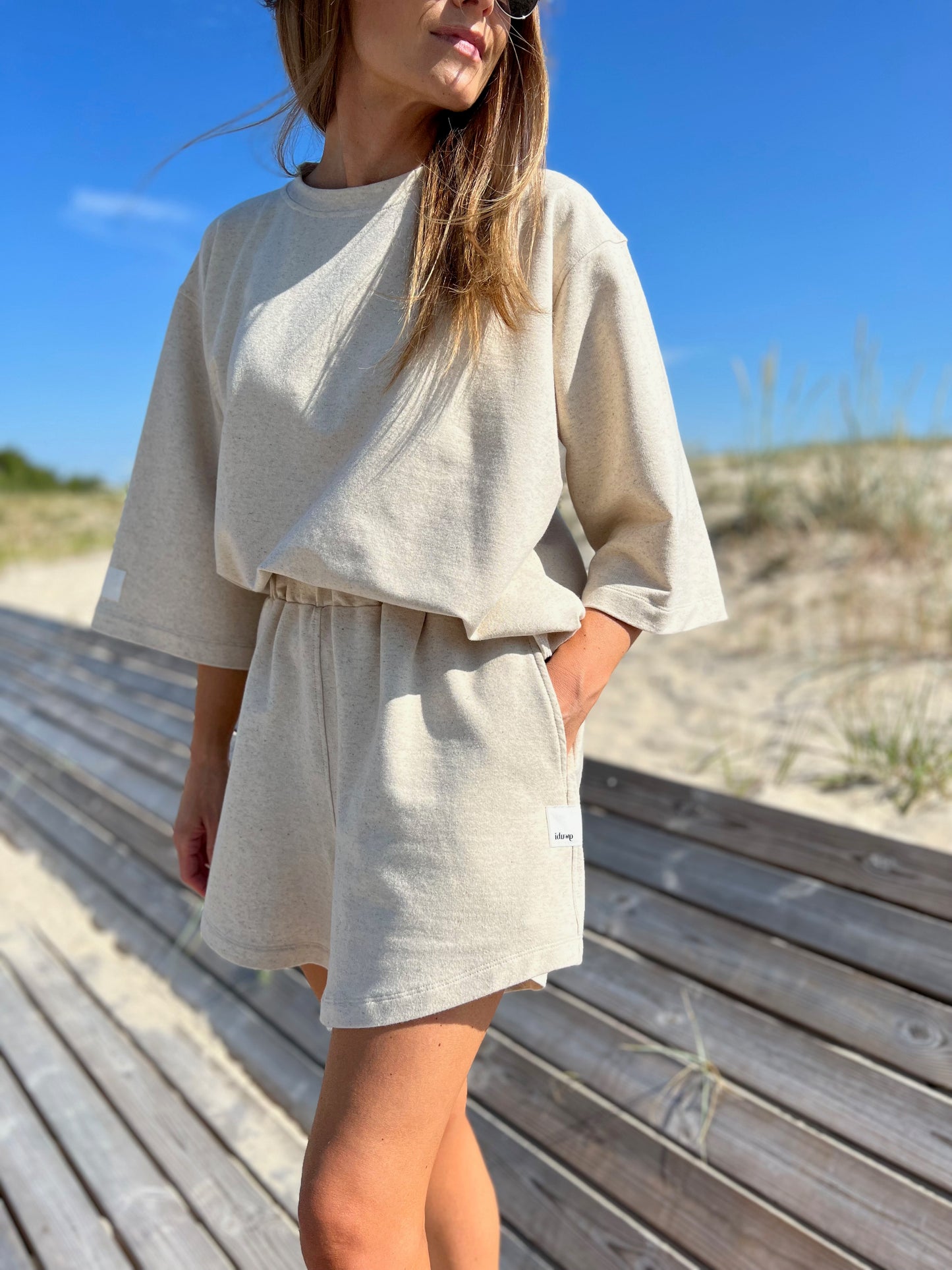 stockholm linen mix french terry shorts