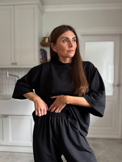 stockholm bamboo french terry t-shirt - black 2025