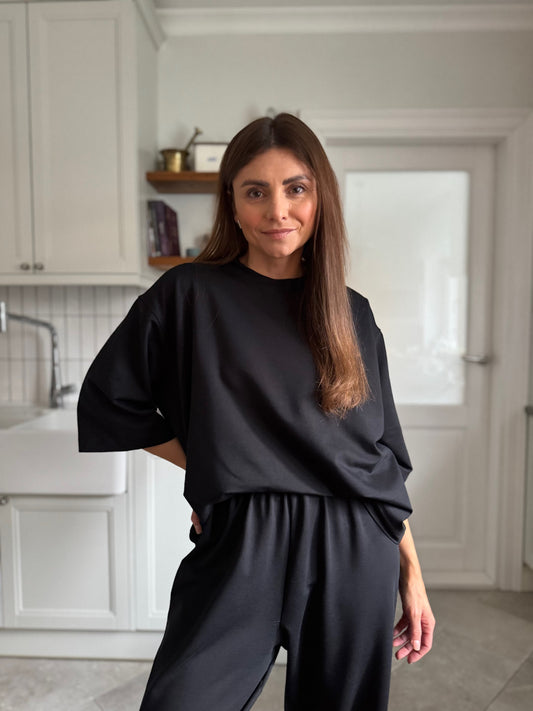 stockholm bamboo french terry t-shirt - black 2025