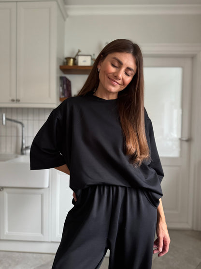 stockholm bamboo french terry t-shirt - black 2025