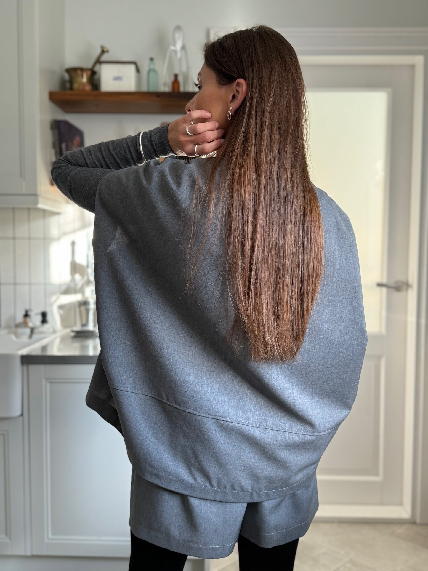 bodo cape-style fine wool blouse