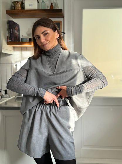 bodo cape-style fine wool blouse