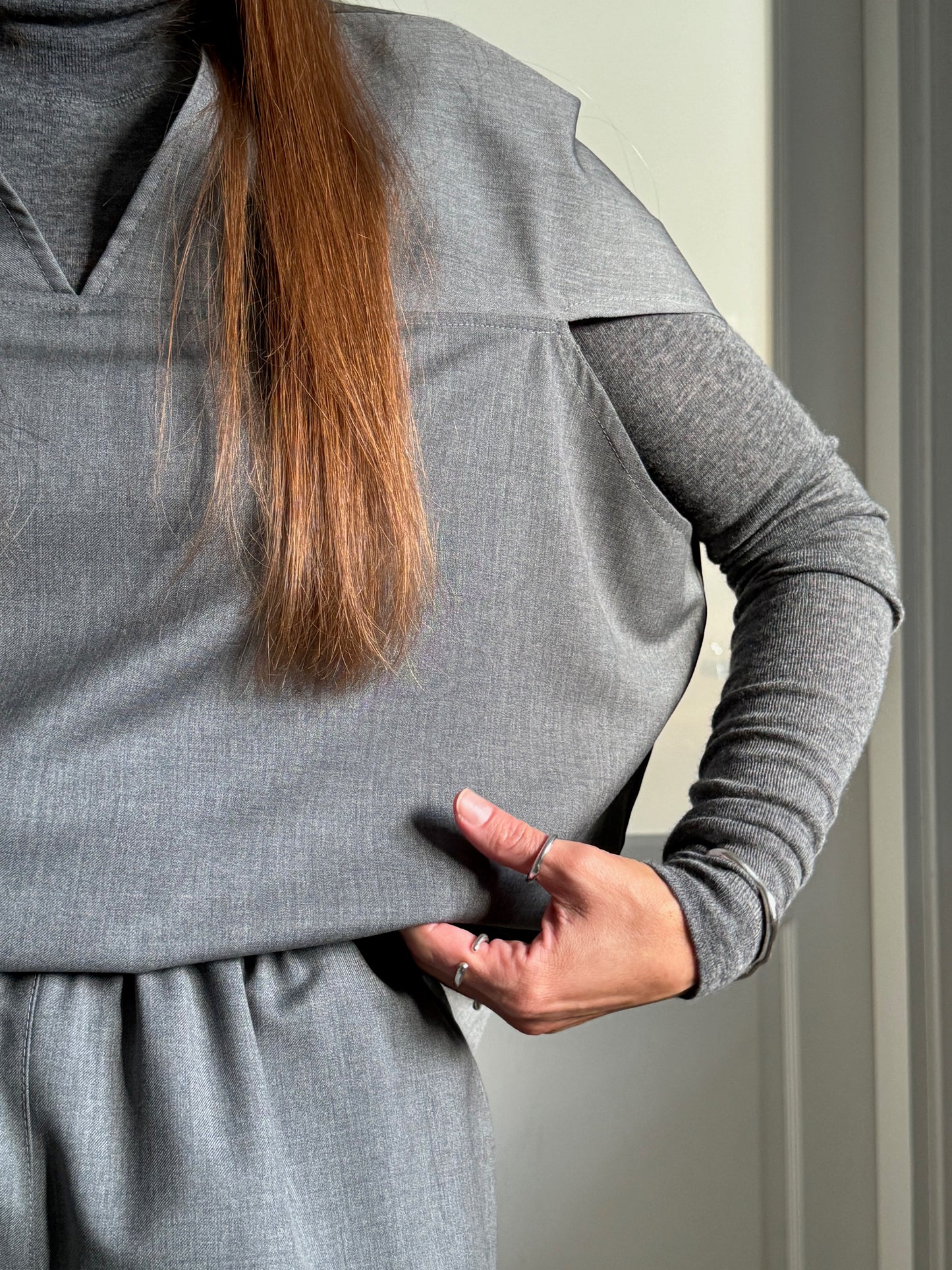 bodo cape-style fine wool blouse