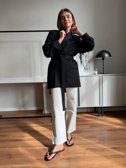 cava fine wool blazer with belt