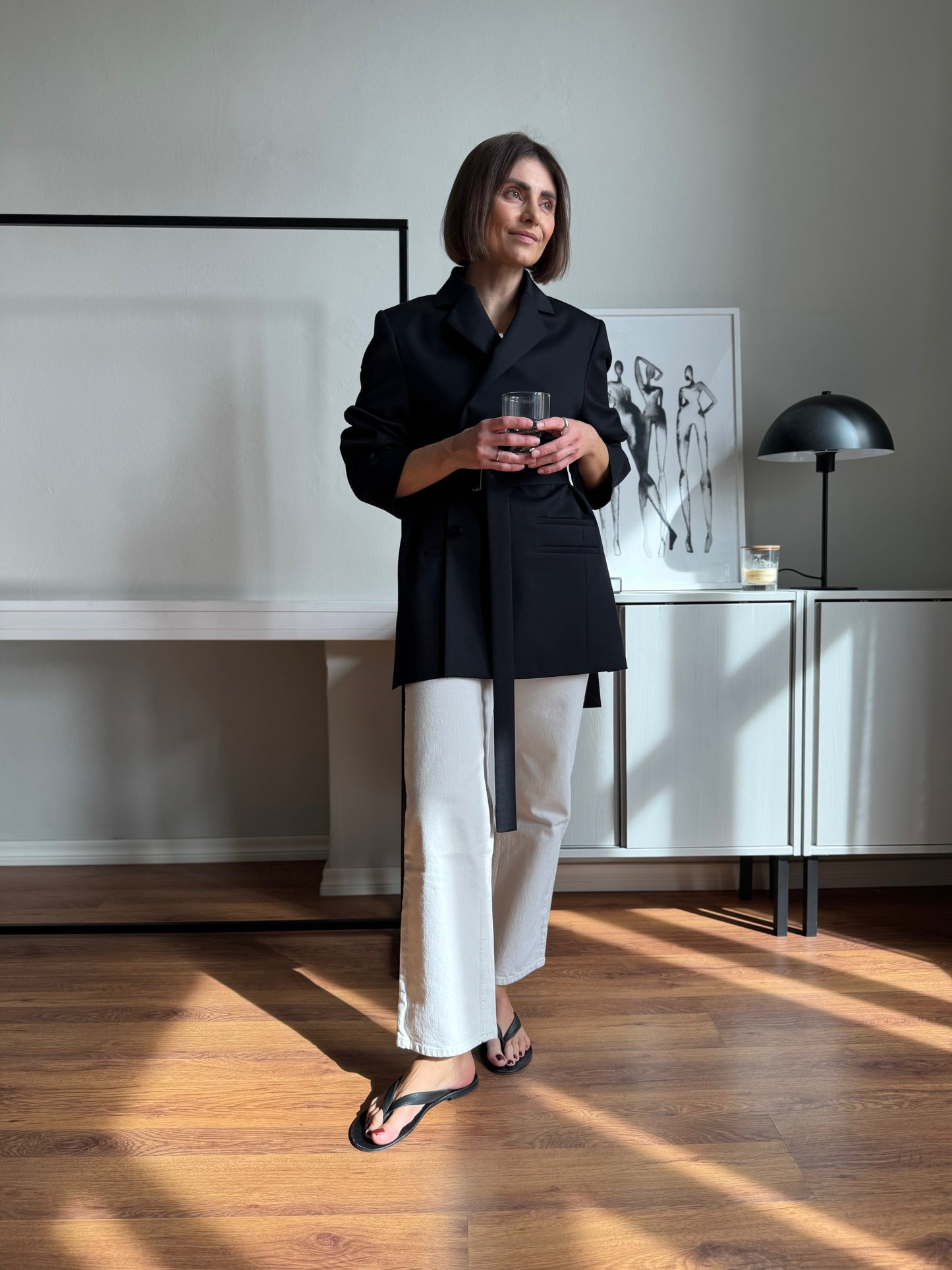 cava fine wool blazer with belt