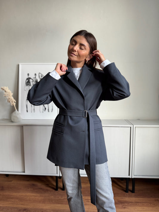 cava fine wool blazer with belt