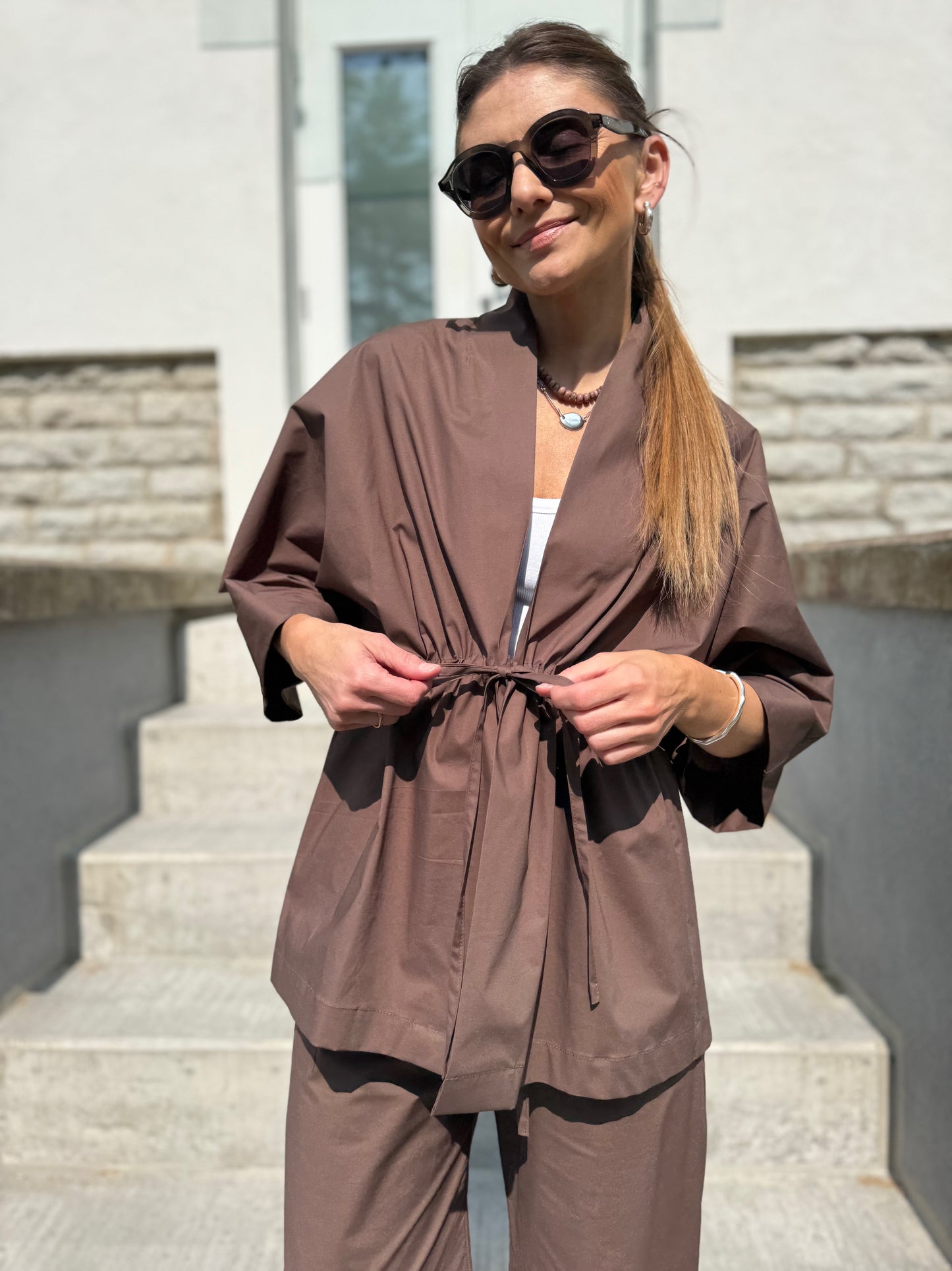 deia poplin open blouse