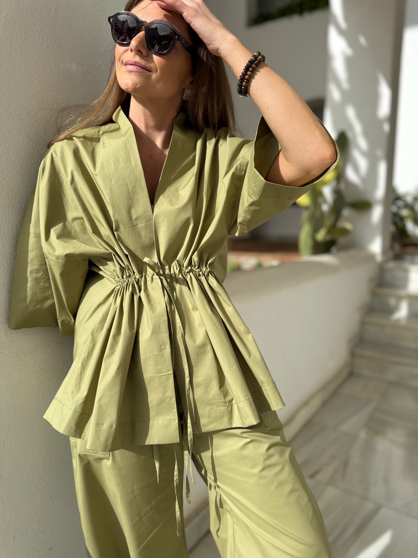 deia poplin open blouse