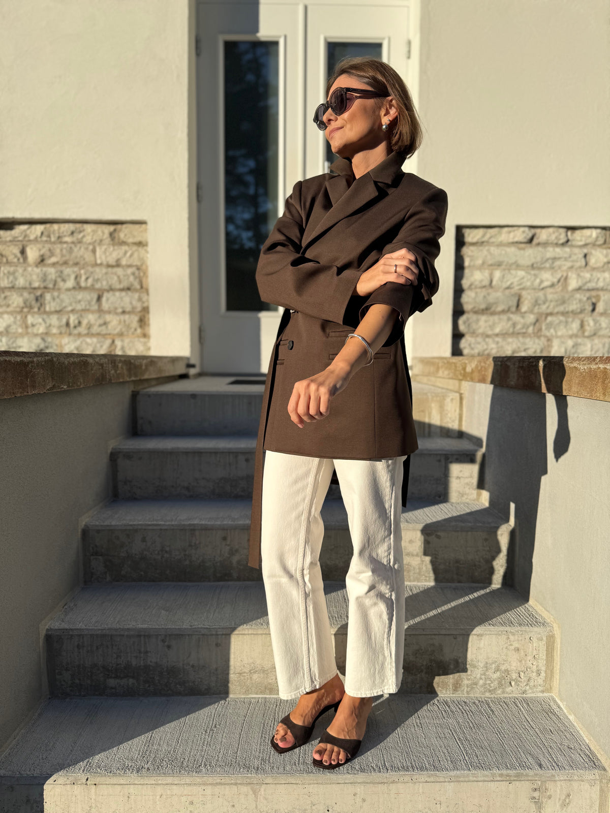 cava fine wool blazer with belt