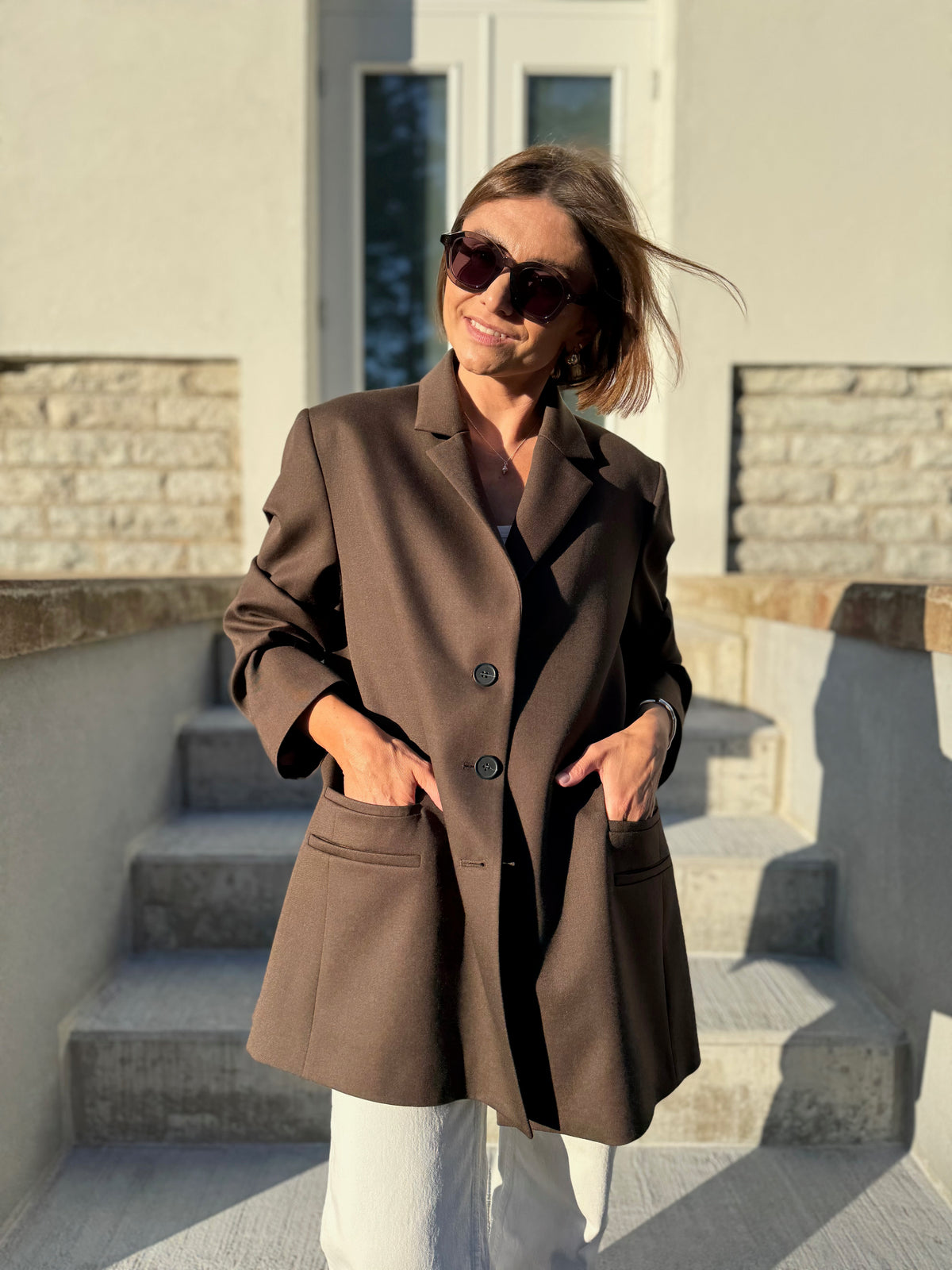 cava fine wool blazer with belt