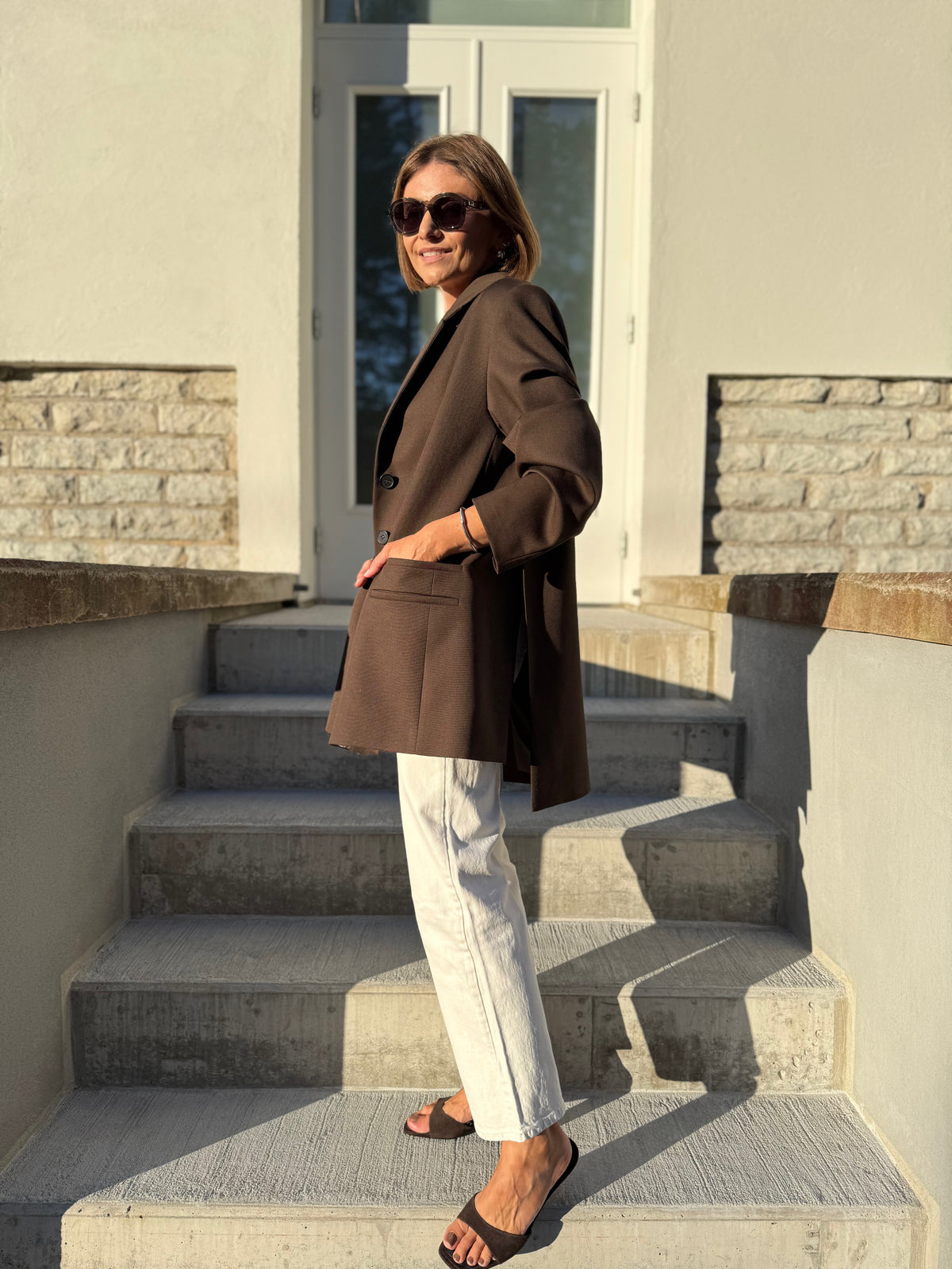 cava fine wool blazer with belt
