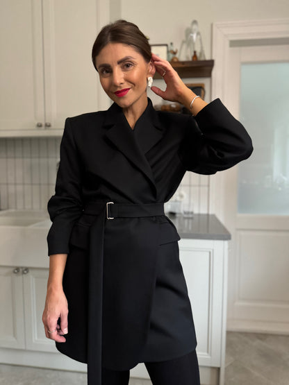 milan fine wool blazer-dress - black 2025