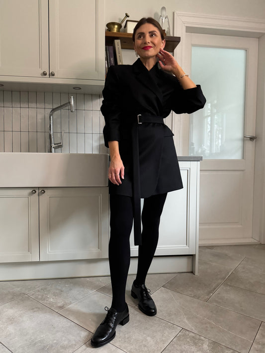 milan fine wool blazer-dress - black 2025