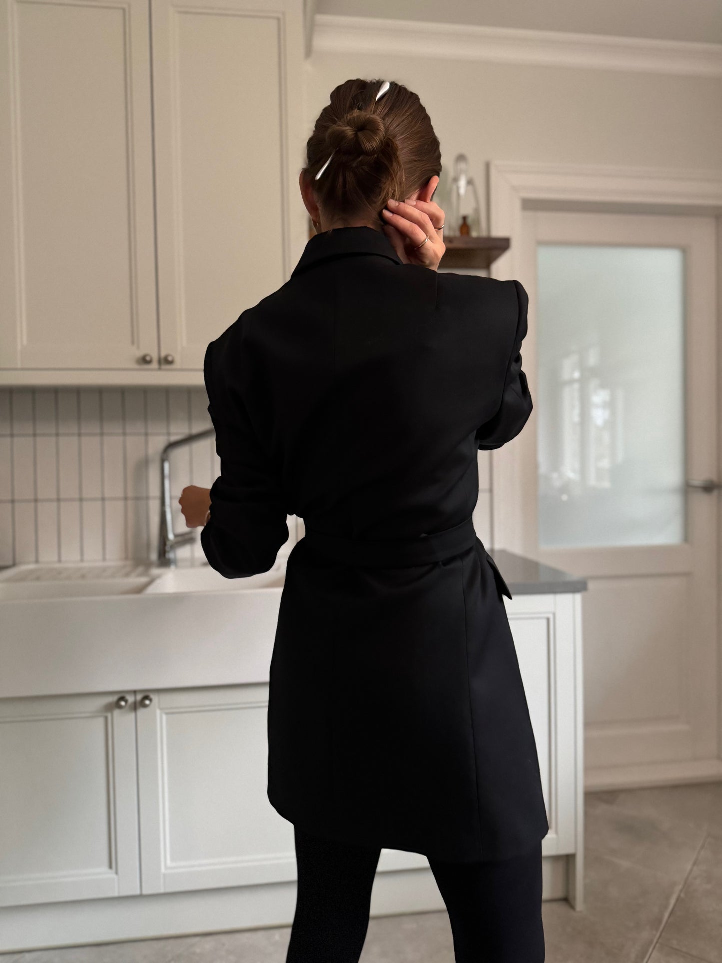 milan fine wool blazer-dress - black 2025