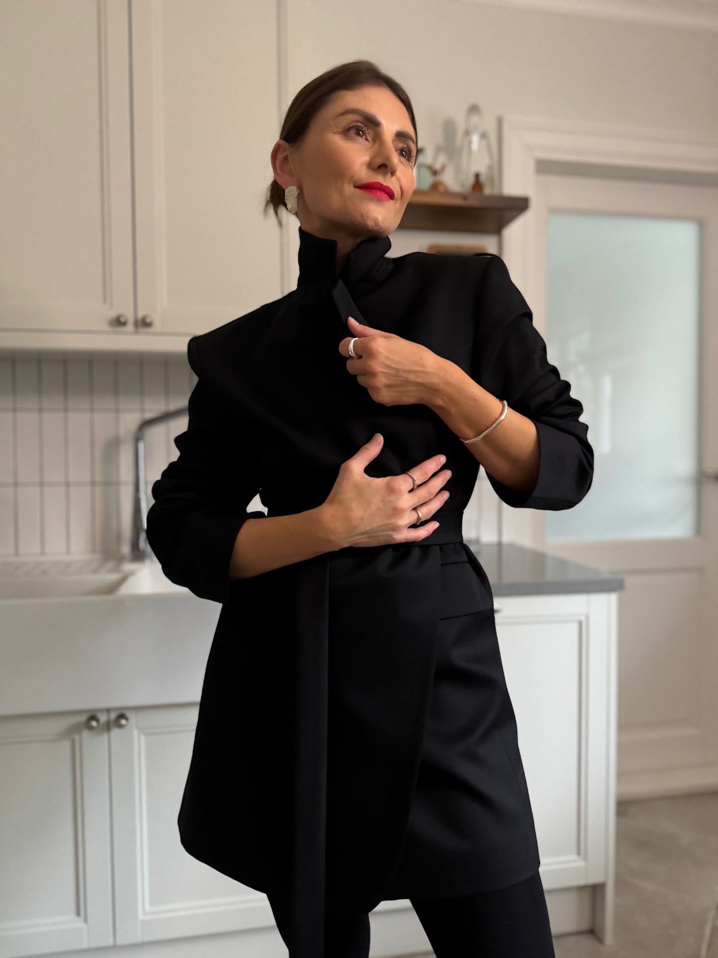 milan fine wool blazer-dress - black 2025