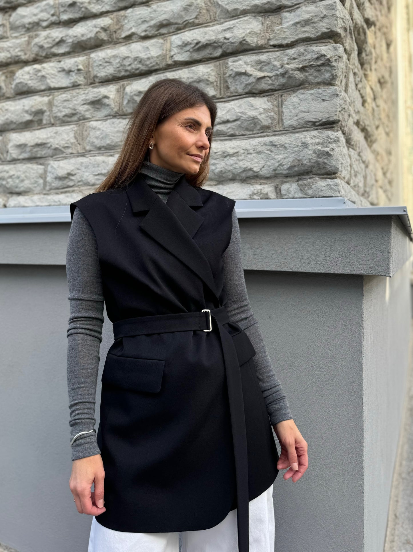 milan oversized fine wool waistcoat