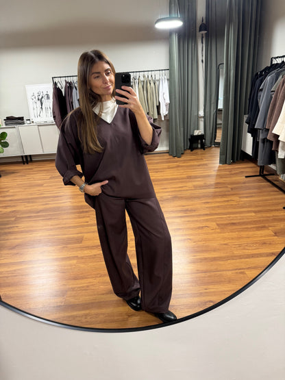 paris fine wool blouse (plum, l)