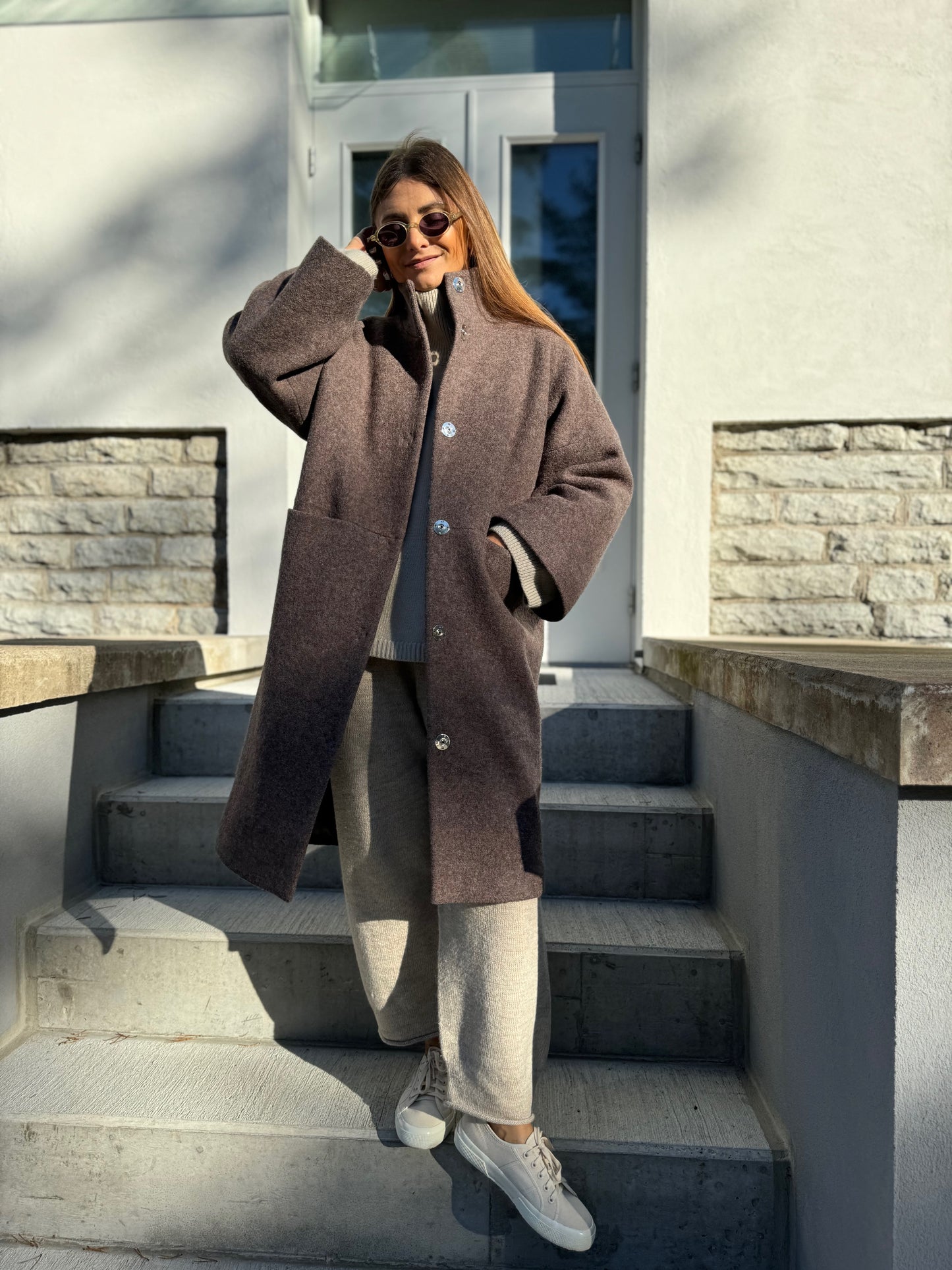 kyoto wool boucle coat