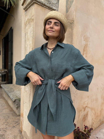 alba linen shirt with scarf