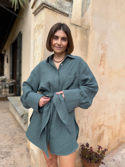 alba linen shirt with scarf