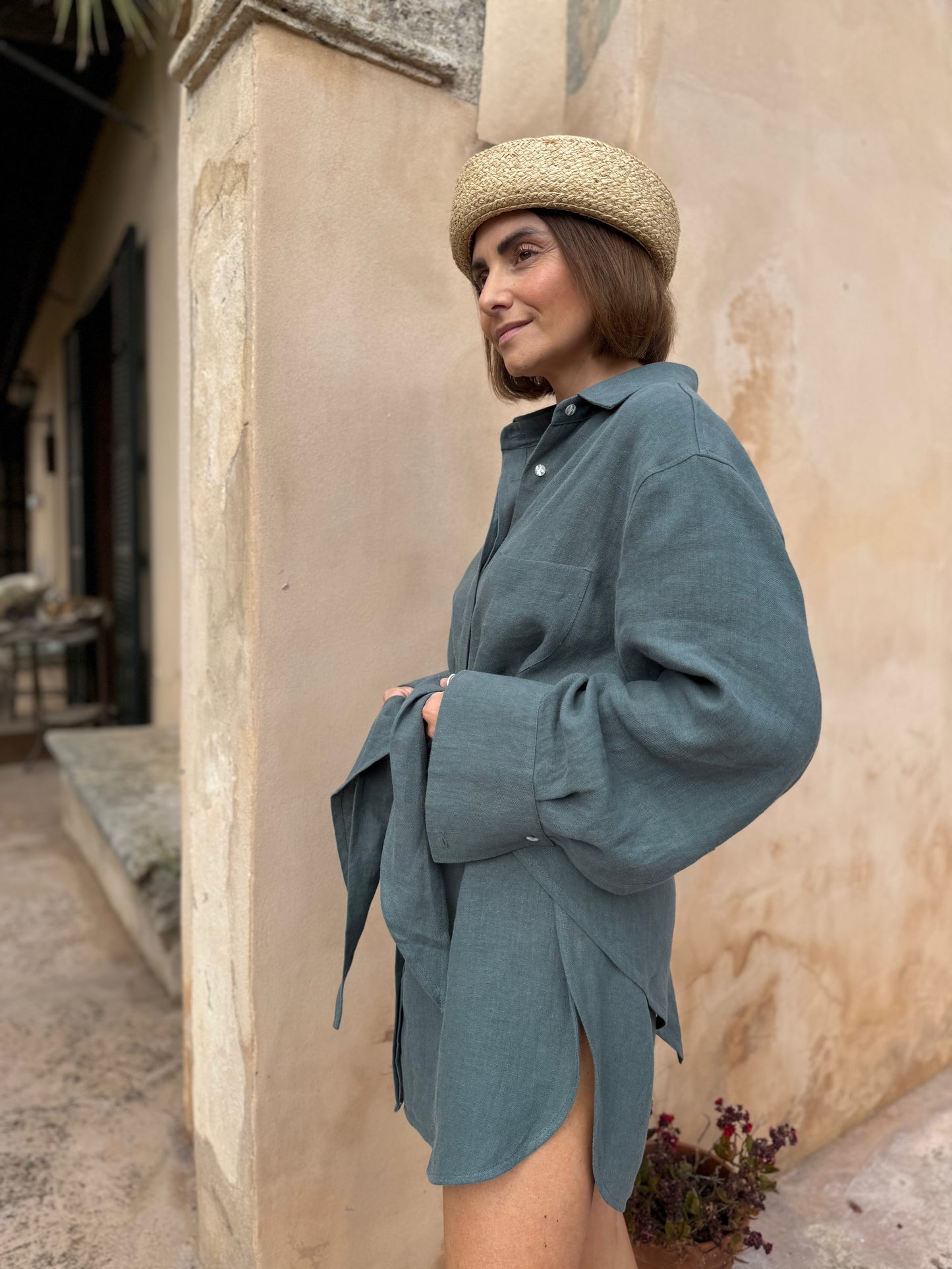 alba linen shirt with scarf