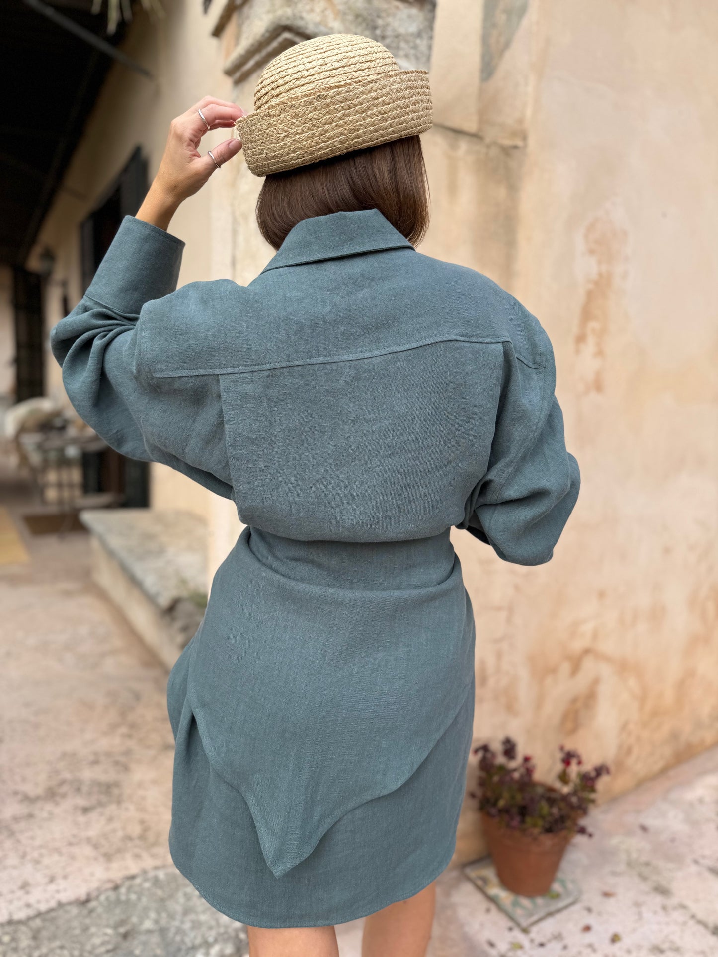 alba linen shirt with scarf