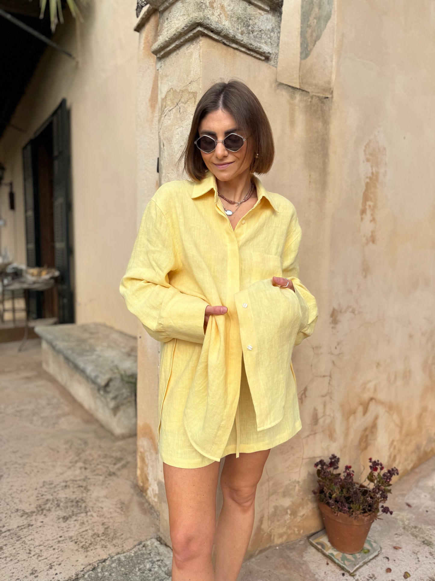 alba linen shirt with scarf