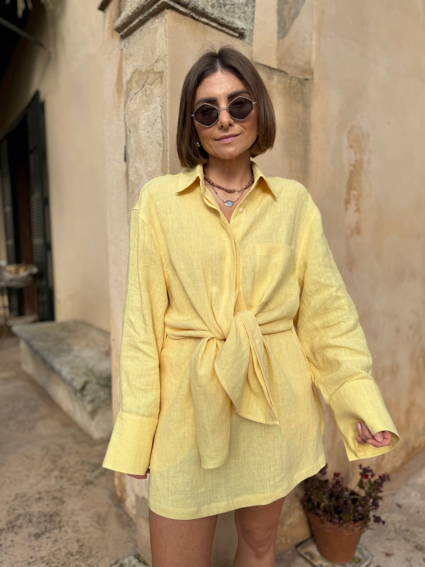 alba linen shirt with scarf