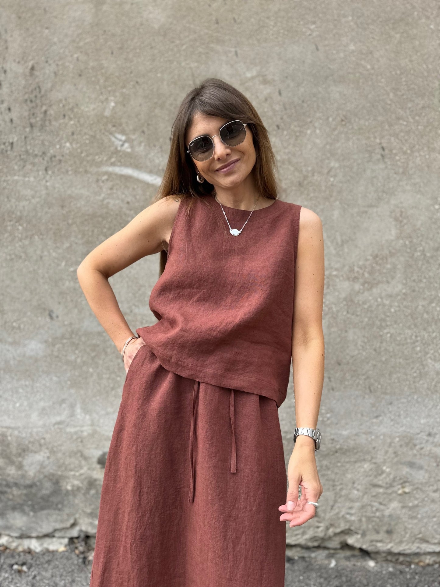 comporta linen skirt