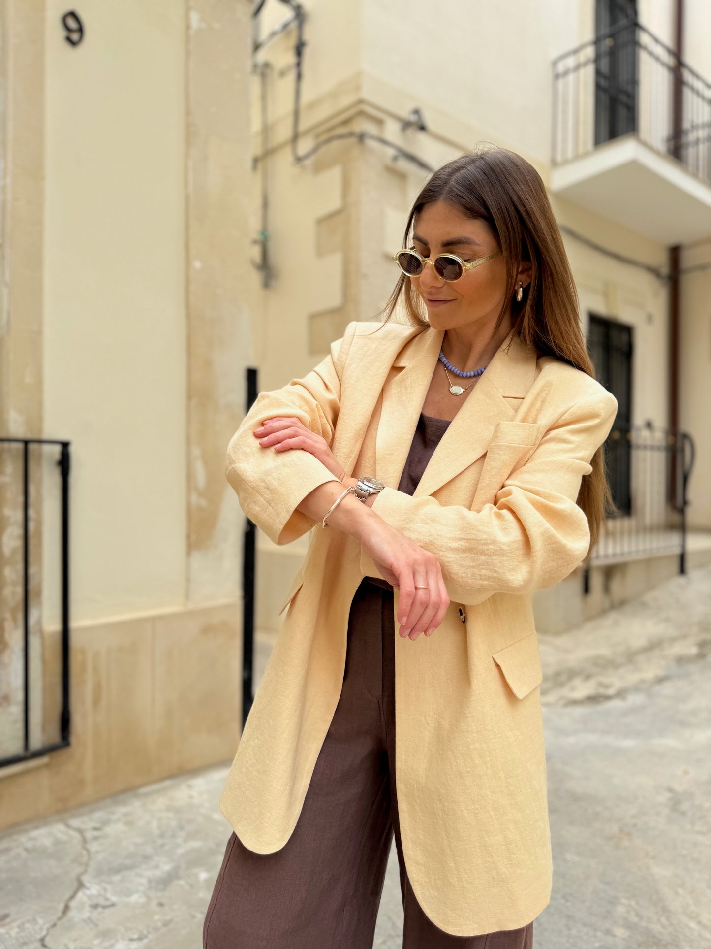 milan oversized linen blazer