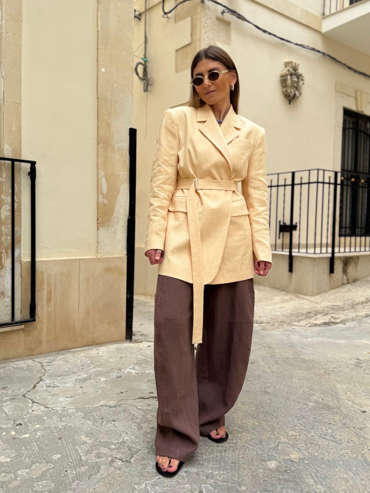 milan oversized linen blazer