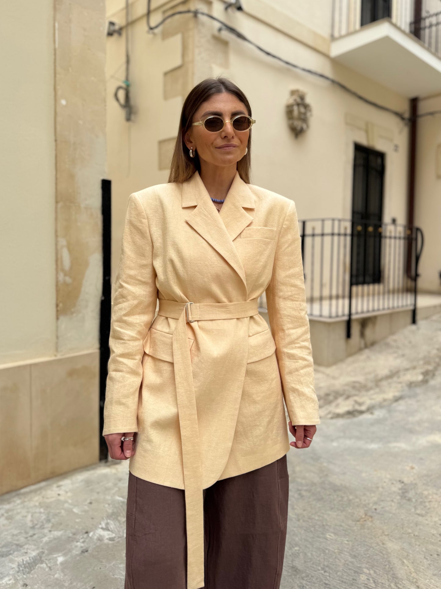 milan oversized linen blazer