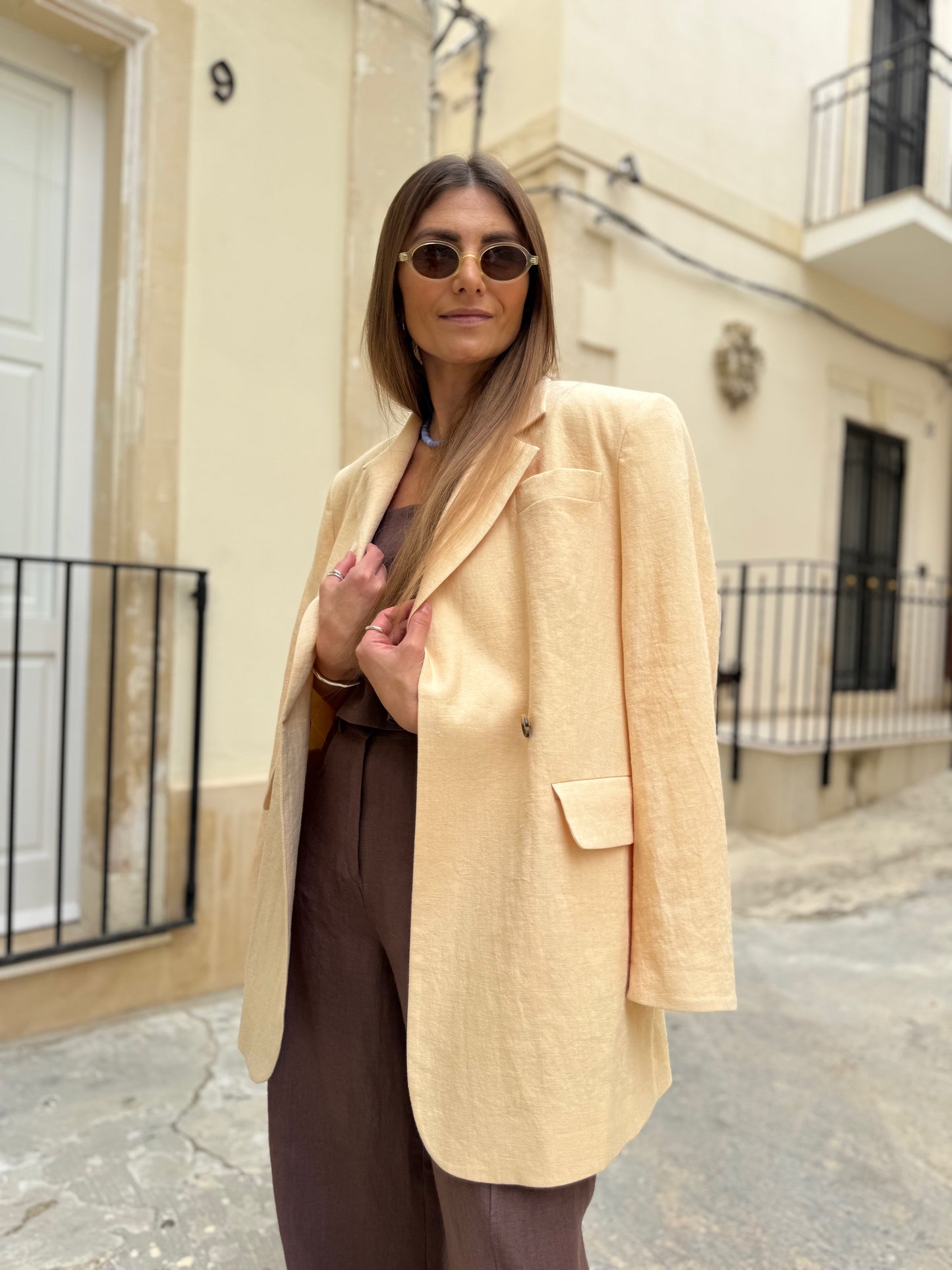 milan oversized linen blazer