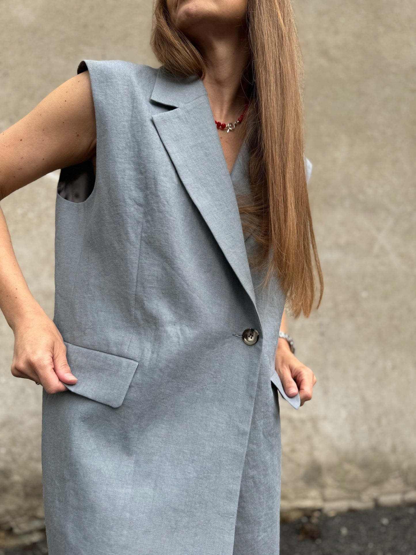 milan oversized linen waistcoat