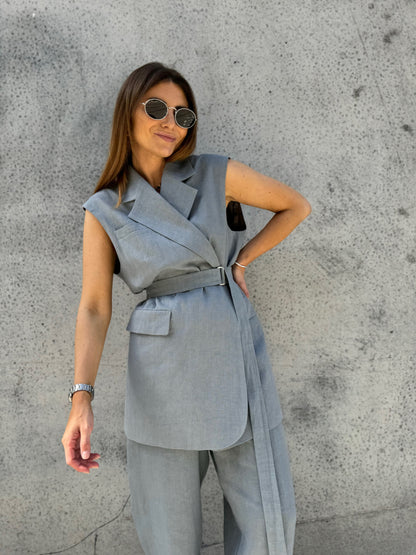 milan oversized linen waistcoat