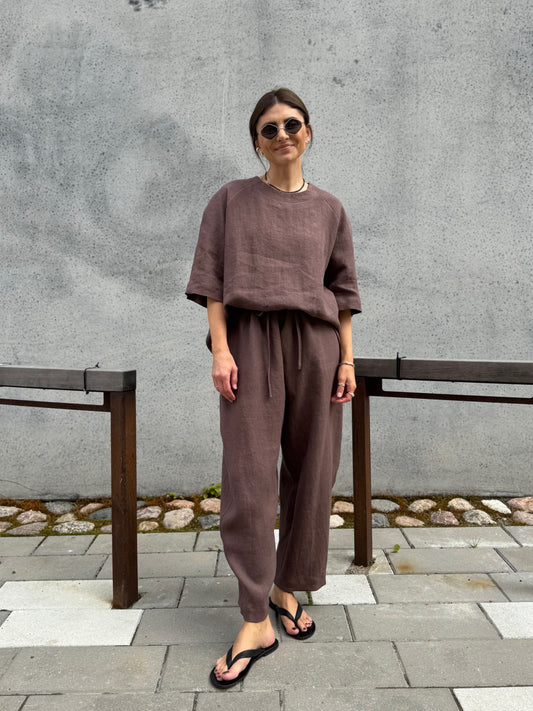 mumbai linen trousers