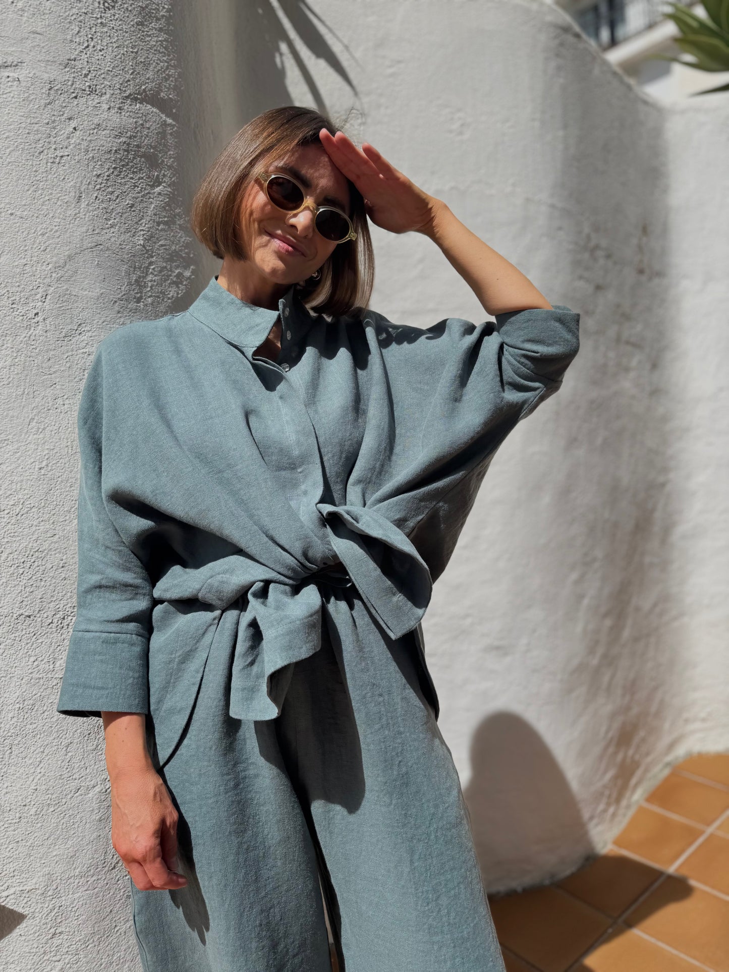noto wide linen shirt