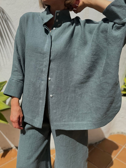 noto wide linen shirt