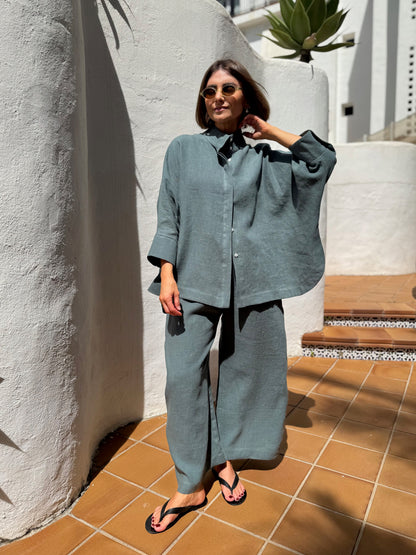 noto wide linen shirt