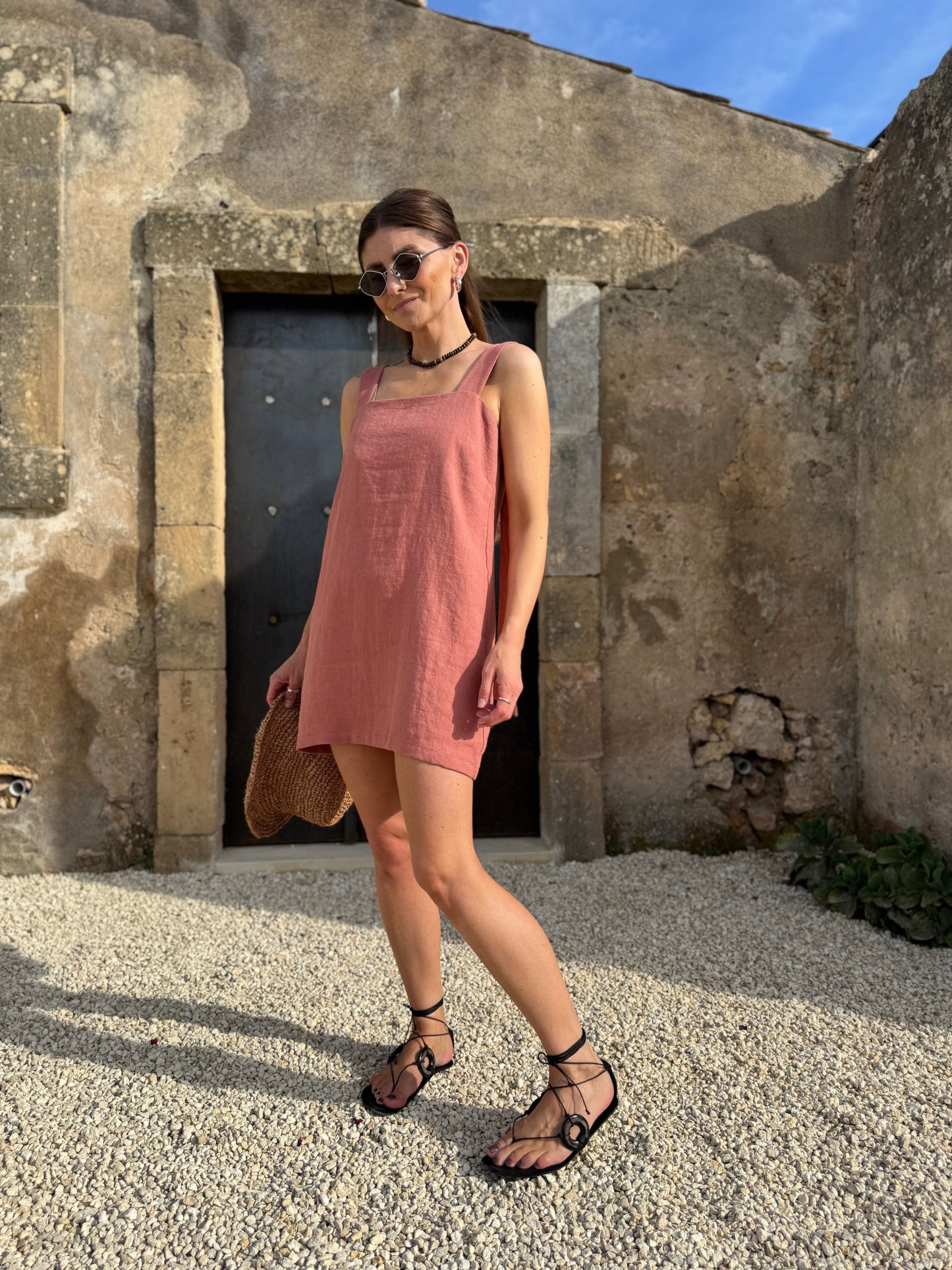 positano linen mini dress