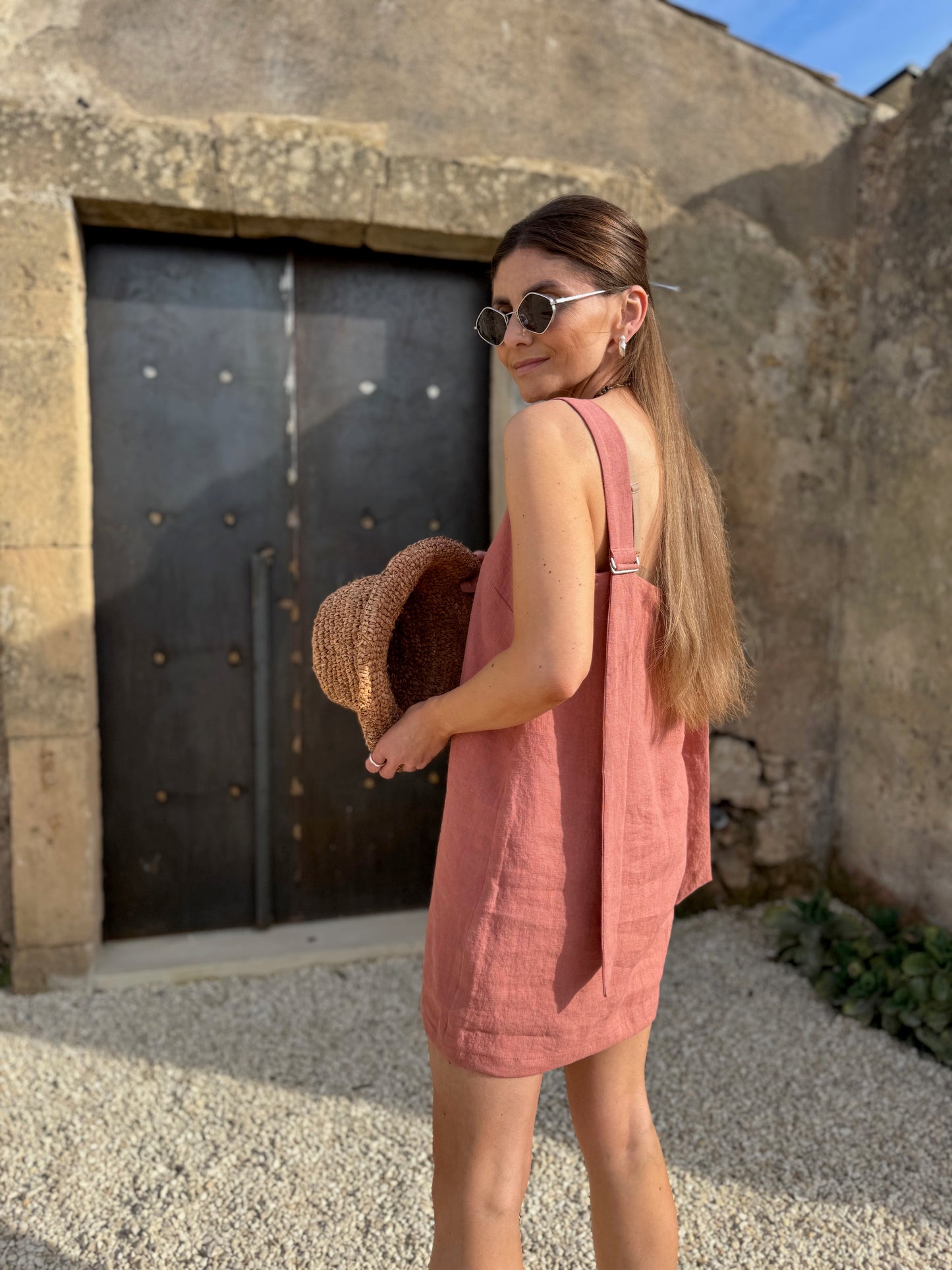 positano linen mini dress